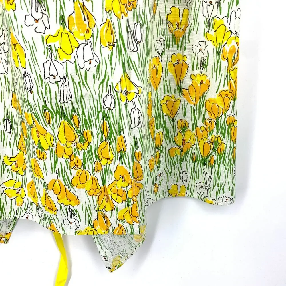 Vintage Vera Things to Cook In Apron Yellow Floral Halter Cotton Cottagecore